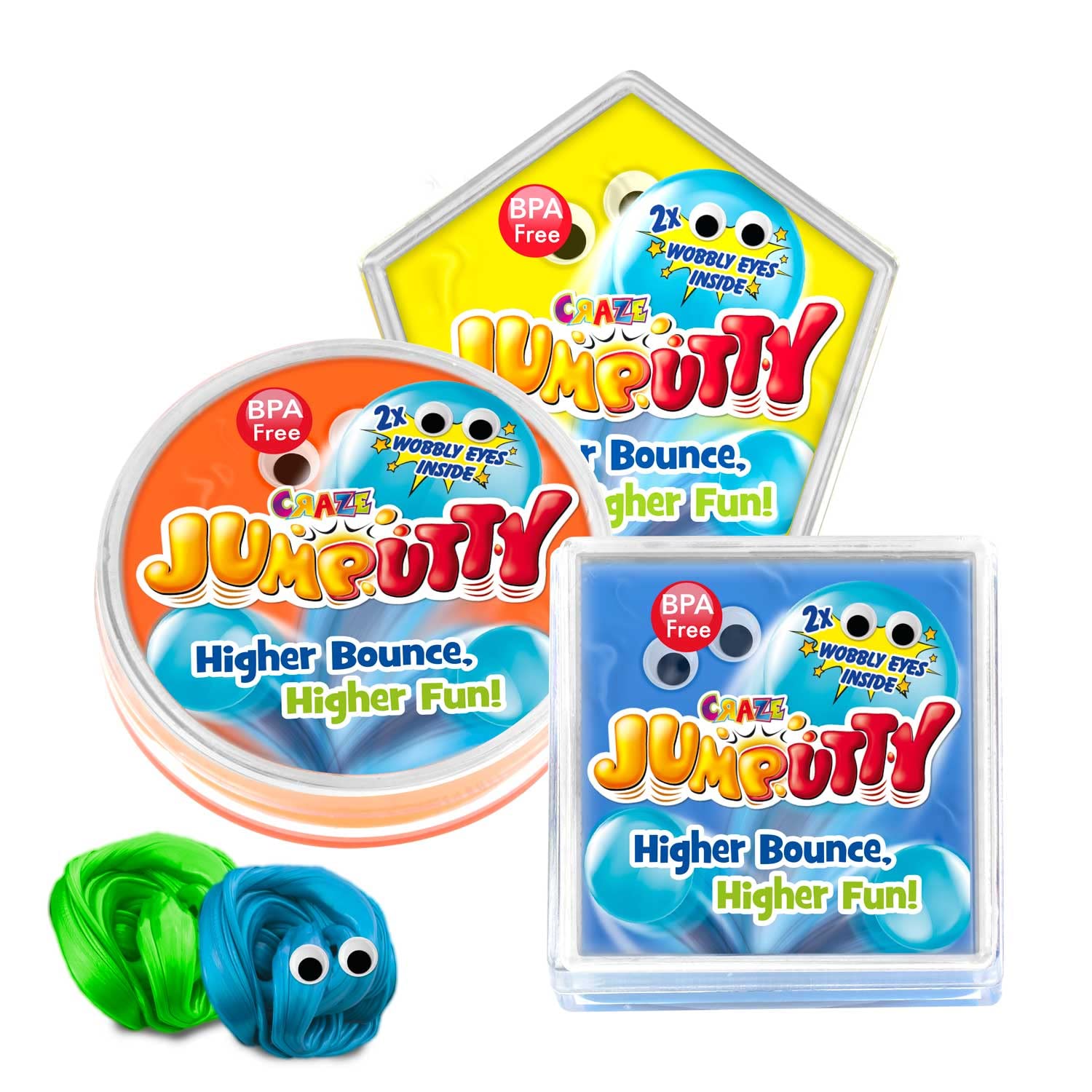 CRAZE Jumputty 18675 Jumping Clay Colourful Children's Clay 15 g Tin Jump Putty Children's Party Gift 5 Colours