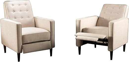 Amazon Com Christopher Knight Home Mervynn Mid Century Modern Fabric Recliners 2 Pcs Set Wheat Furniture Decor