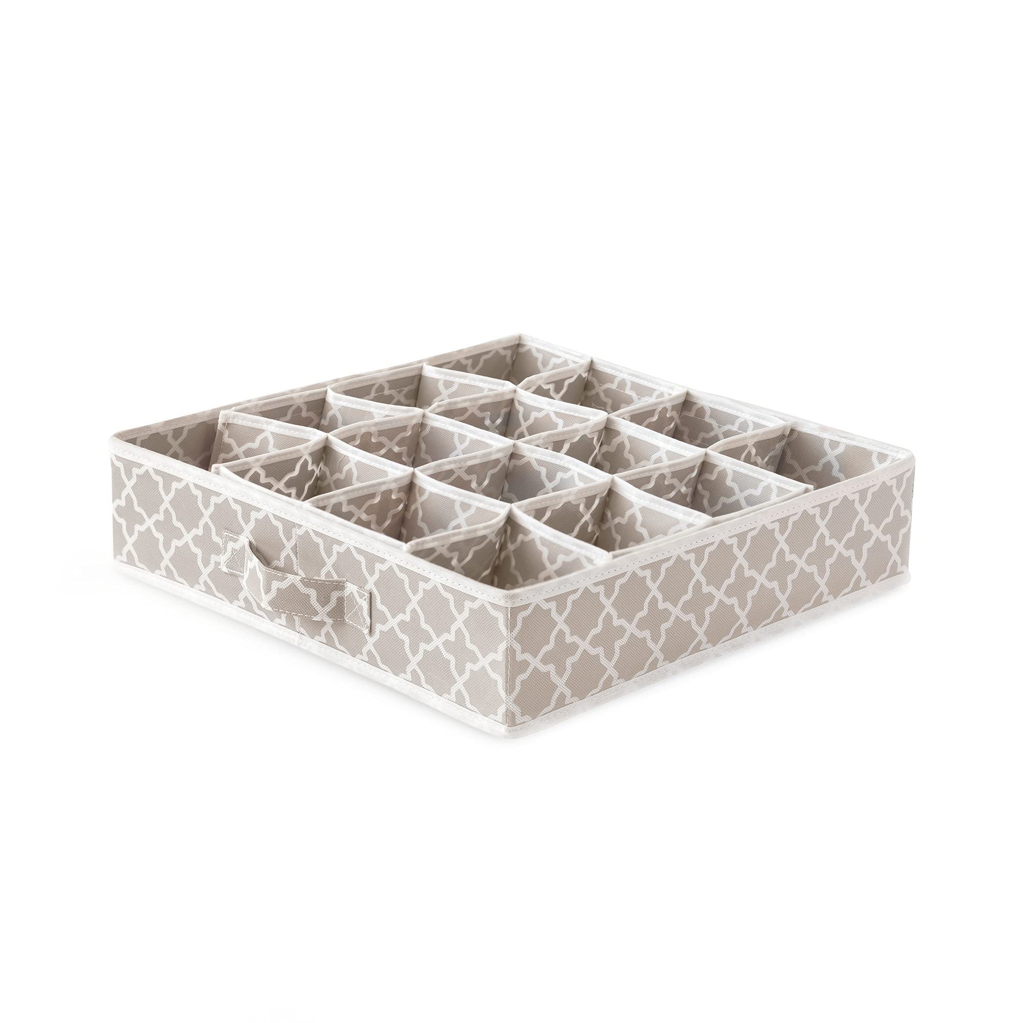 Compactor 16 Compartment Drawer Organiser Divider, For Underwear and Accessories, 40 x 40 x H9 cm, Non-Woven Polypropylene, Taupe/White, Madison Range, RAN7470 โ image 1