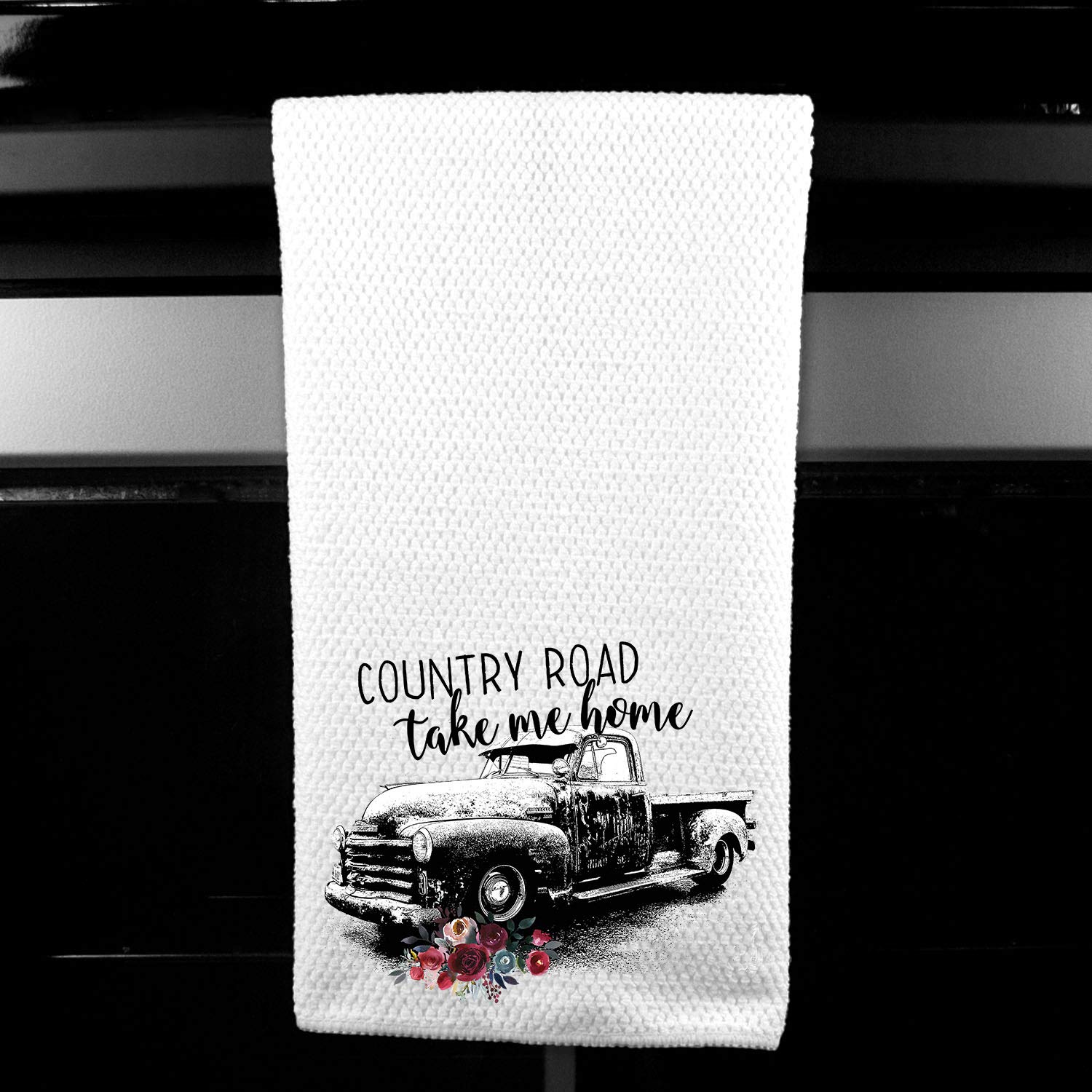 Country Roads Take me Home Pickup Truck Microfiber Kitchen Bar Towel, Encouragement