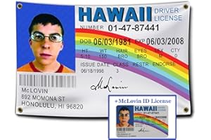 Set of McLovin Flag 3X5 Ft & Drivers License ID Cards- Outdoor indoor Four Brass Grommets Funny McLovin Banner Fake License f