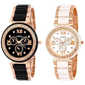 Analogue White Dial & Black Dial Womens Watches (TD2216SM12-01) Pack of 2