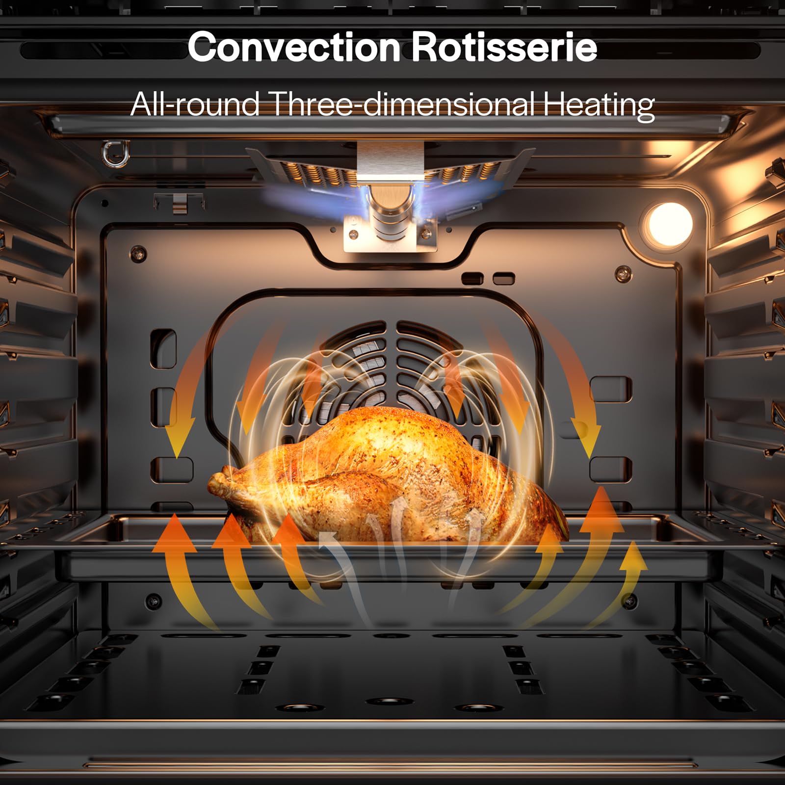 Empava 24 in. 2.3 cu. Ft. Single Gas Wall Oven Bake Broil Rotisserie Functions with Mechanical Controls-Digital Timer-Convection Fan in Stainless Steel, Silver