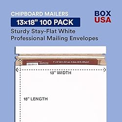 BOX USA StayFlat Mailer, 13"L x 18"W, Pack of 100