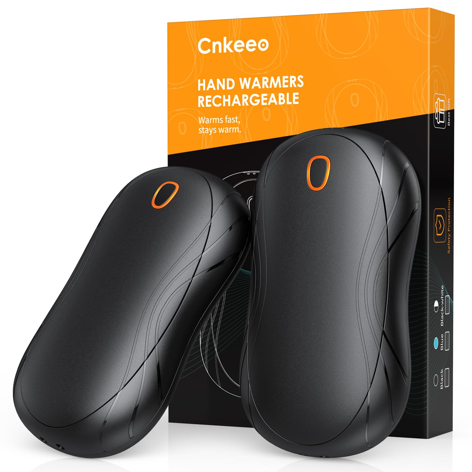 Cnkeeo Hand Warmers, 2 Pack Rechargeable & Reusable 10Hrs Long Lasting 3 Levels Heating Electronic Pocket Heater for Raynauds Arthritis Outdoor Winter Sports, Cool Black, 8.8*4.8*1.8 cm (OT-91)
