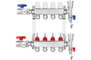 GCCSJ 4 Loops PEX Manifold Radiant Floor Heating Set Stainless Steel Heated Hydronic Heating