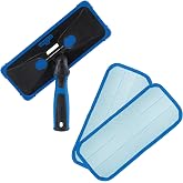 Unger ProClean Connect and Clean Indoor Window Cleaning Kit, Washing Tool with Swivel Head for Tight Corners and Edges, Streak-Free Results on Glass and Mirrors, Reusable Microfiber Pads
