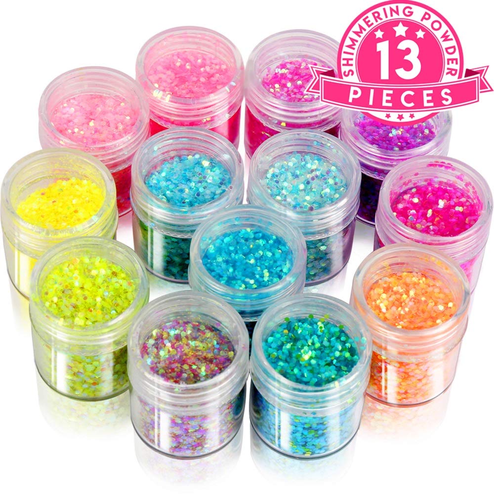 Body Glitter, YGDZ 13 Colors Chunky Glitter, Body Face Hair Make Up Eye Nail Glitter, Mixed Gradual Color Cosmetic Festival Glitters