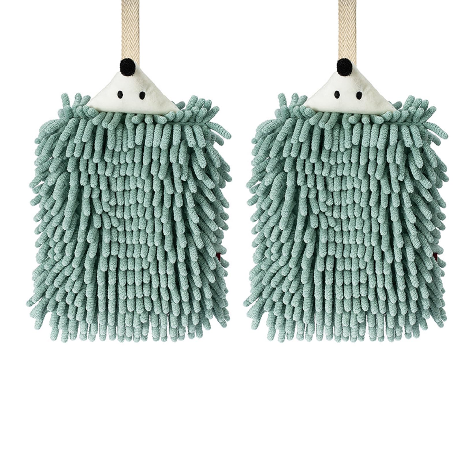 soulnioi Kitchen Hand Towels, Cute Animal Dish Cloths Microfiber Cleaning Cloth Absorbent Washcloth with Hanging Loop for Kitchen and Bathroom - Hedgehog, Green