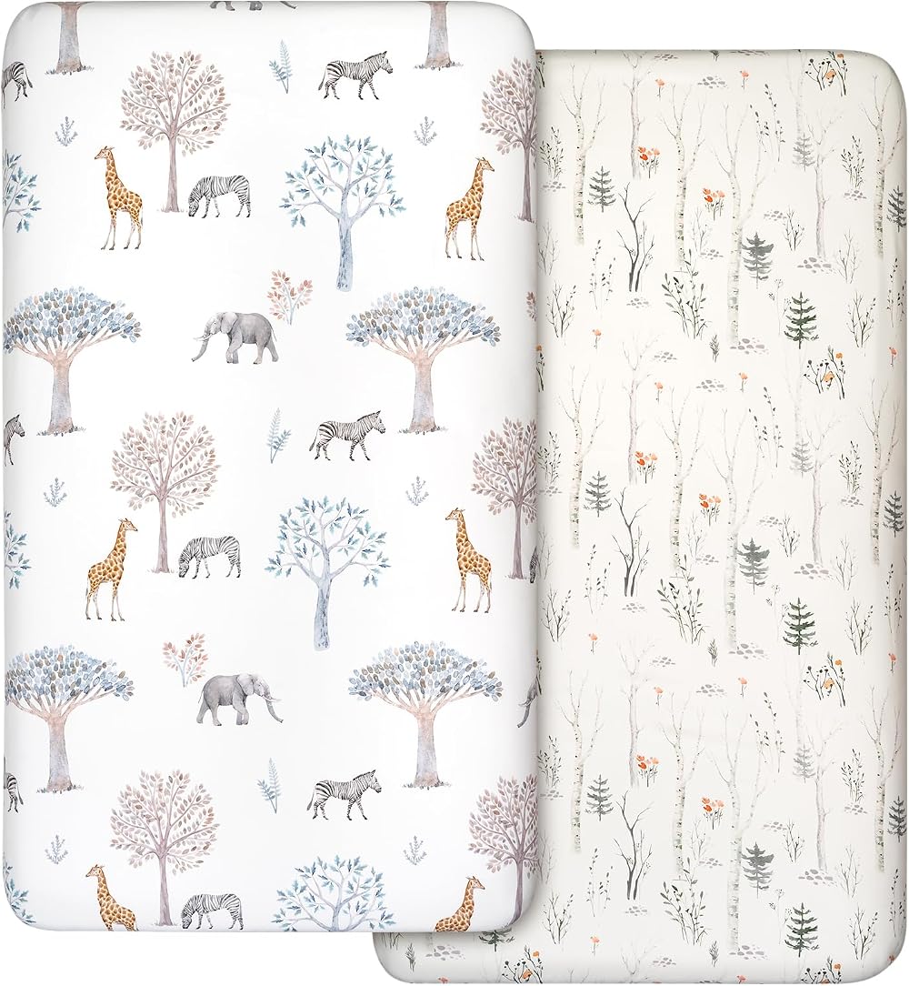 GLLQUEN Baby 2 Pack Cot Sheets 100% Microfiber 120x60cm Fitted Sheets