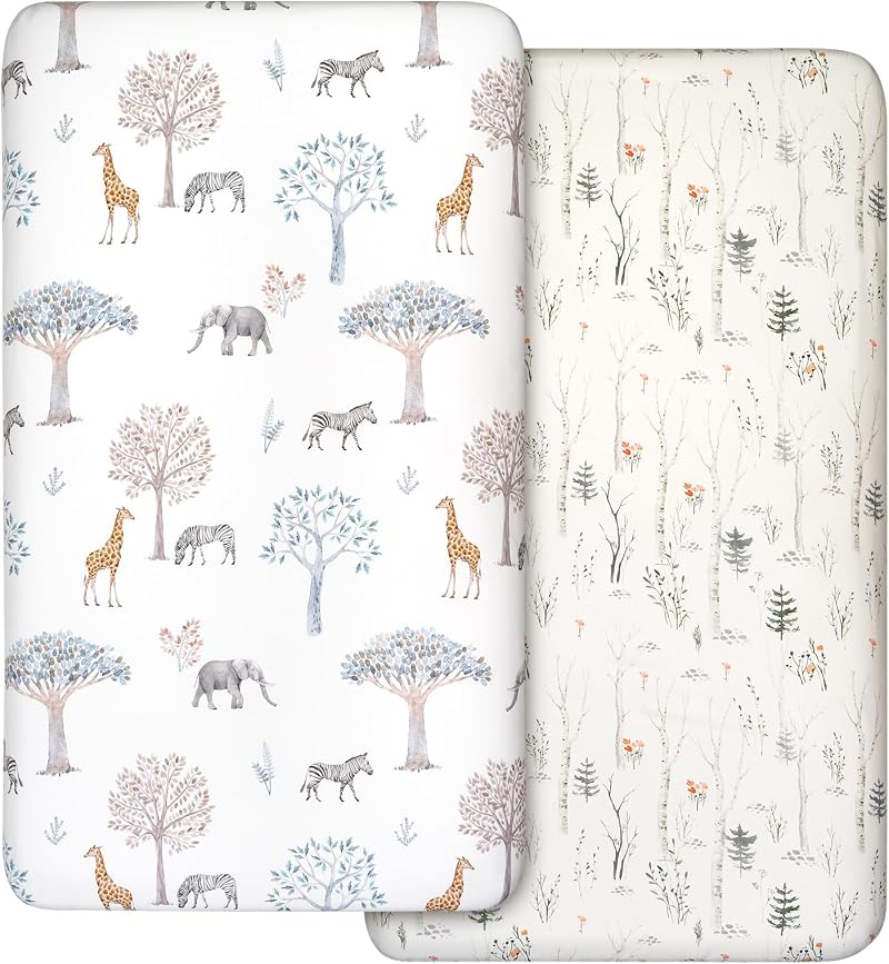 GLLQUEN Baby 2 Pack Cot Sheets 100% Microfiber 120x60cm Fitted Sheets
