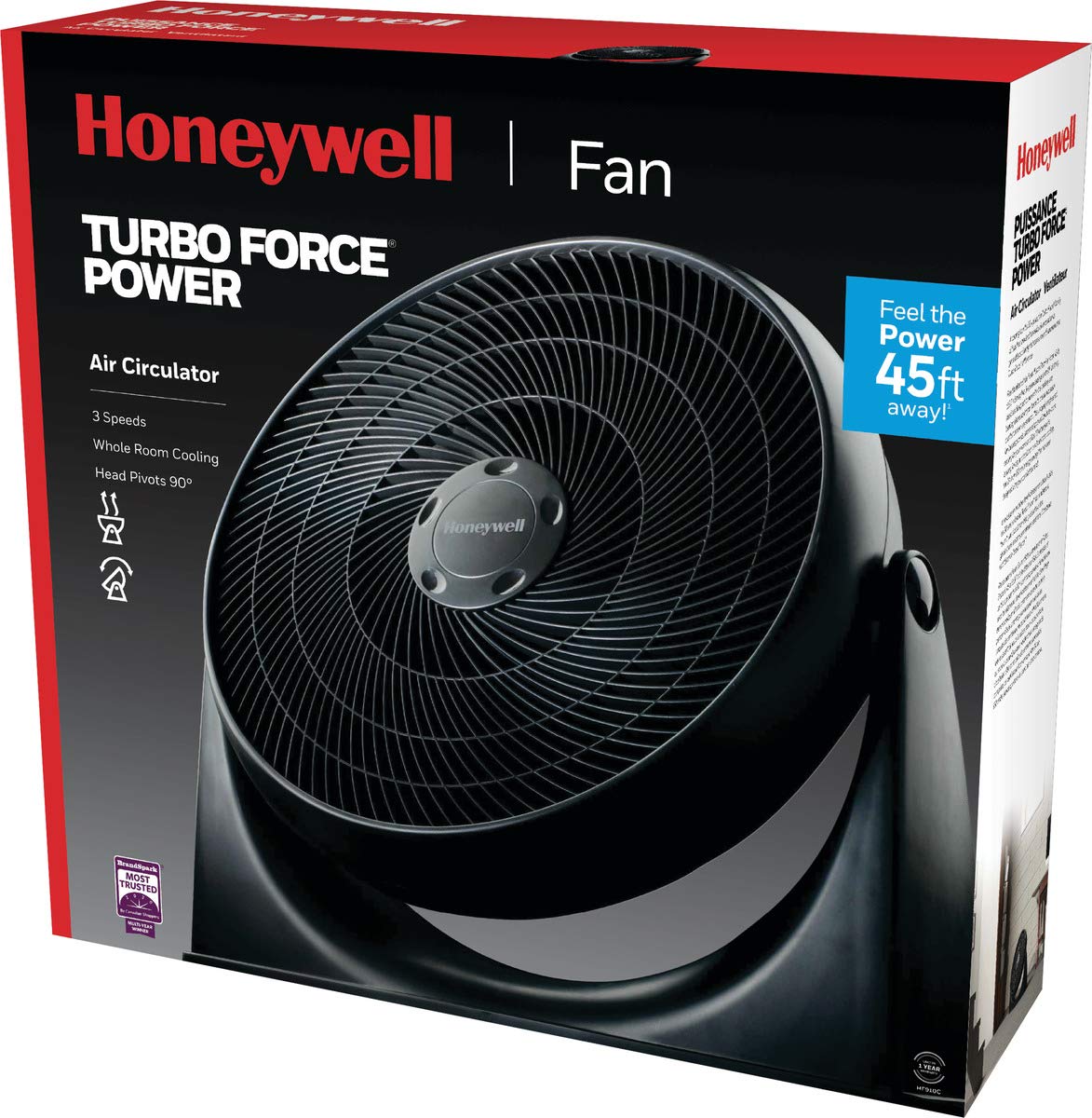Honeywell 3 Speed/3 Blade Black 18 inch(s) Turbo Floor Fan