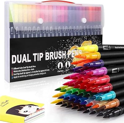 ARTOYS Dual Felt Tip Pens 24 Colors Brush Fineliner Dual Tips for Art