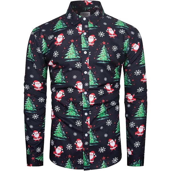 black christmas dress shirt Amazon.com: Hi-Tie Black and Green Christmas Shirt for Men Long Sleeve Casual Xmas Party Shirt Snow Printed Regular Fit Button Down Shirts : Clothing, Shoes & Jewelry