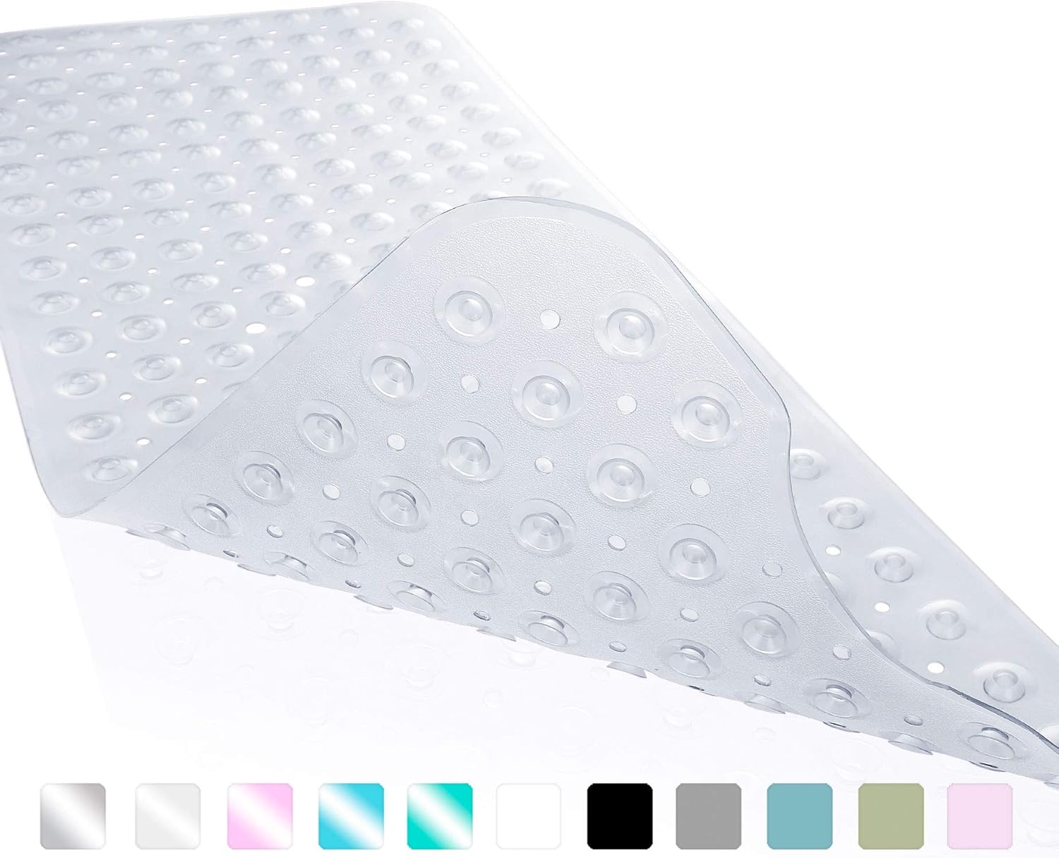 Yimobra 2-Pack Original Bath Tub Shower Mat Extra Long 16 x 40 Inches, Non-Slip with Drain Holes, Suction Cups, Machine Washable, Phthalate Free, Latex Free, BPA Free, Bathroom Mats, Clear: Home & Kitchen