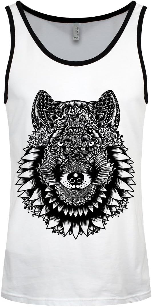 Unorthodox Men's Wolf Mandala Ringer Vest White & Black