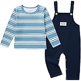 ZOEREA Toddler Baby Boys Clothes Outfit Long Sleeve T-Shirt and Romper Set Cute Jumpsuit Overalls Solid Color 6M-4T
