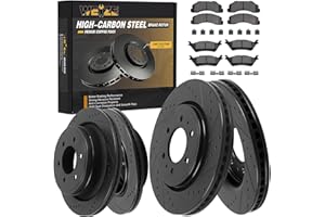 WEIZE Front & Rear Truck & Tow Brake Kit, Premium HIGH CARBON Steel Brake Rotors + Carbon Fiber Ceramic Brake Pads Set, Replacement for Ford F-150 2012-2020 F150