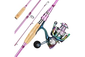 Sougayilang Spinning Rod Reel Combos,Colorful Two Pieces Spinning Pole with Smooth Strong Reel Available for Freshwater Saltwater
