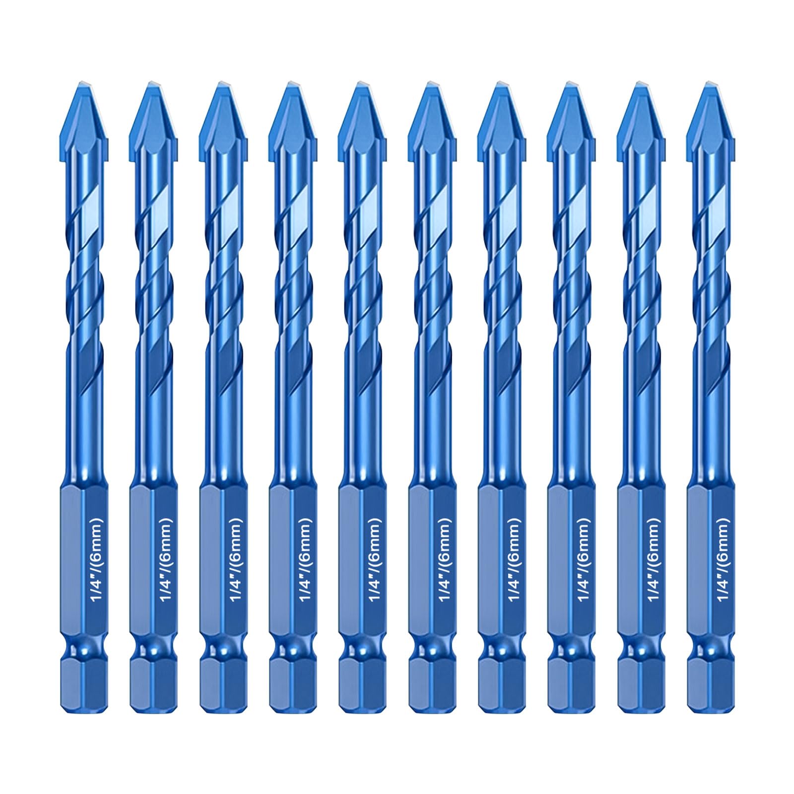 10 Pieces High-Strength Eccentric Twist Drill Bit Set, Carbide-Tipped Crooked Drill Bit for Concrete Walls Tiles Glass Hard Plastic Cement Granite (Blue,6mm)