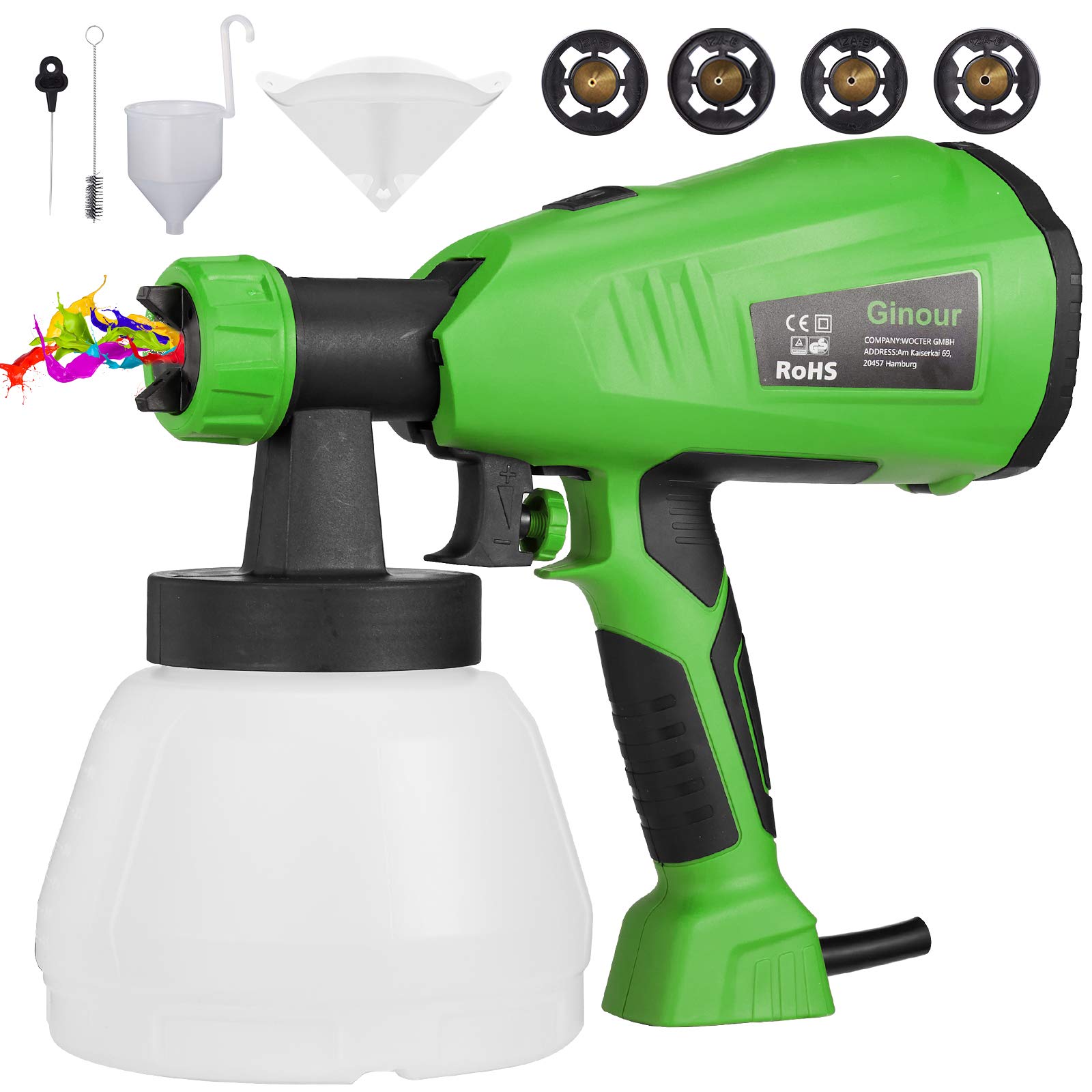 해외직구전문 쇼핑365 Paint Sprayer, GINOUR 1300ml HVLP Electric Spray Gun with