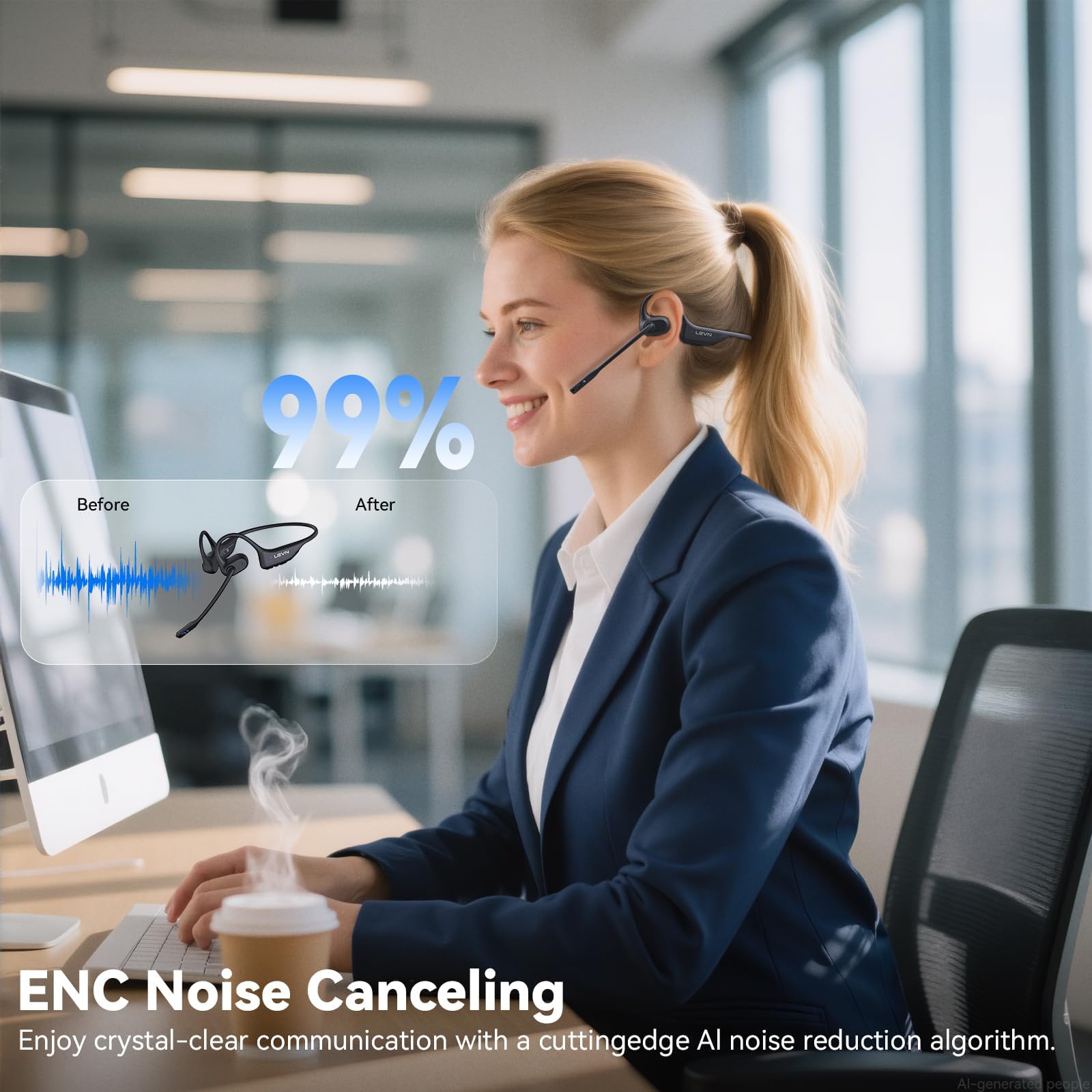 Condition photo showing New/Like New for open ear headphones with mic, 29g trucker bluetooth headset with microphone, bluetooth headphones wi