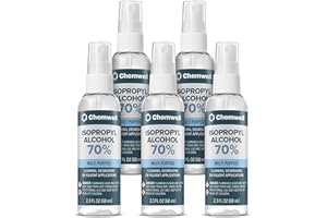 Chemwell 70% Isopropyl Alcohol - 11.5 fl oz Total (2.3 fl oz, 5 pack) - Pump Spray Bottle - Convenient Size for Pocket or Bag - Multipurpose Surface Cleaner