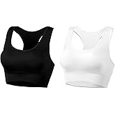 AMRIY Racerback Sports Bras for Women Medium Support Padded Bra Seamless Women's Sports Wireless Bra