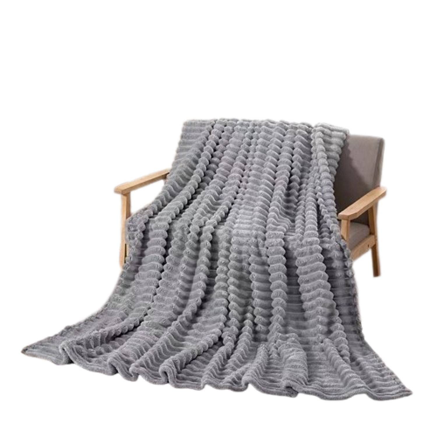Fleece Brushed Throw Blanket Perfect Sofa Bed, breathable Lightweight Soft Warm Couch Throw, Super Soft Cozy Blanket (Light Grey, 180x200 cm) — image 1