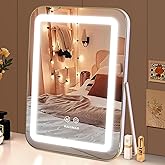 halumao Vanity Mirror with Lights, 14.5" Light Up Makeup Mirror, LED Makeup Mirror with Lights for Bedroom Tabletop, Smart To