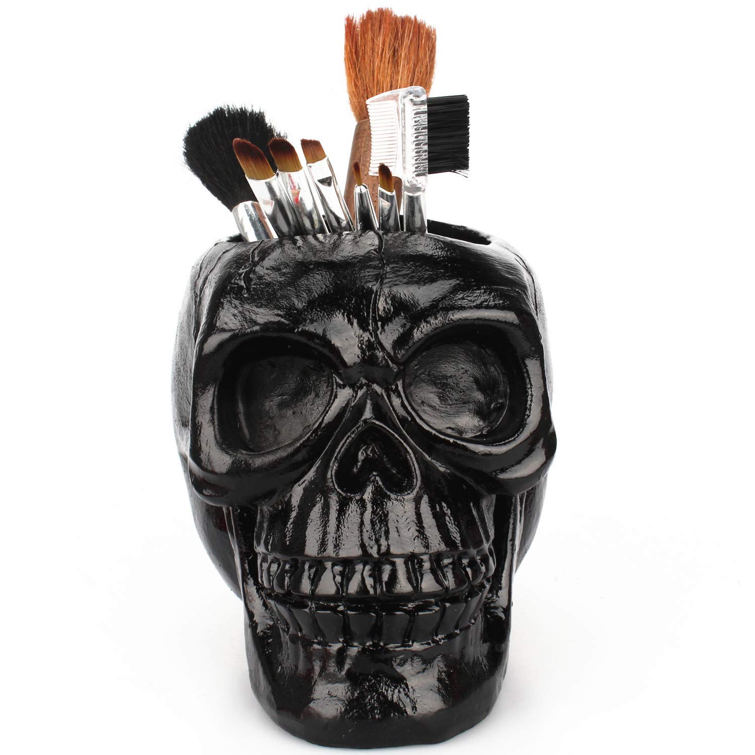 IPENNY Skull Pen Pencil Holder Office Home Desktop Organizer Halloween Home Decor Skull Head Holder Container for Gothic Makeup,Keys, Jewellery, Stationary, Spare Coins, Cosmetics Skull Bowl