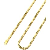 Waitsoul 925 Sterling Silver Box Chain Lobster Clasp 2/3/4/5mm Necklace for Women Mens Box Chain Silver/14K Gold Plated Plated Necklace Chain Diamond Cut 16-30 Inches