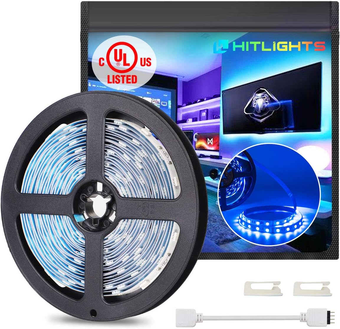 HitLights LED Strip Lights, UL Listed RGB LED Tape Lights Premium High Density 5050-16.4 Feet, 300 LEDs, 12V LED Lights for Room Under Kitchen Bedroom Home Decoration
