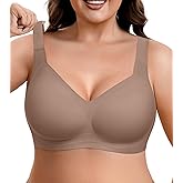 Womens Wireless Jelly Bra Comfort Plus Size Full Coverage Seamless Bras No Underwire Buttery Soft Push Up T-Shirt Bra