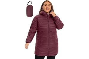 Plus Size Packable Puffer Jacket for Women, Lightweight Quilted Puffer Coat with Hood
