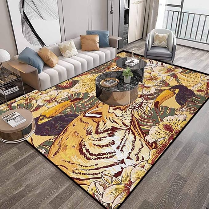 Tiger - Alfombra de área grande de 6 x 9 pies, símbolo de animales