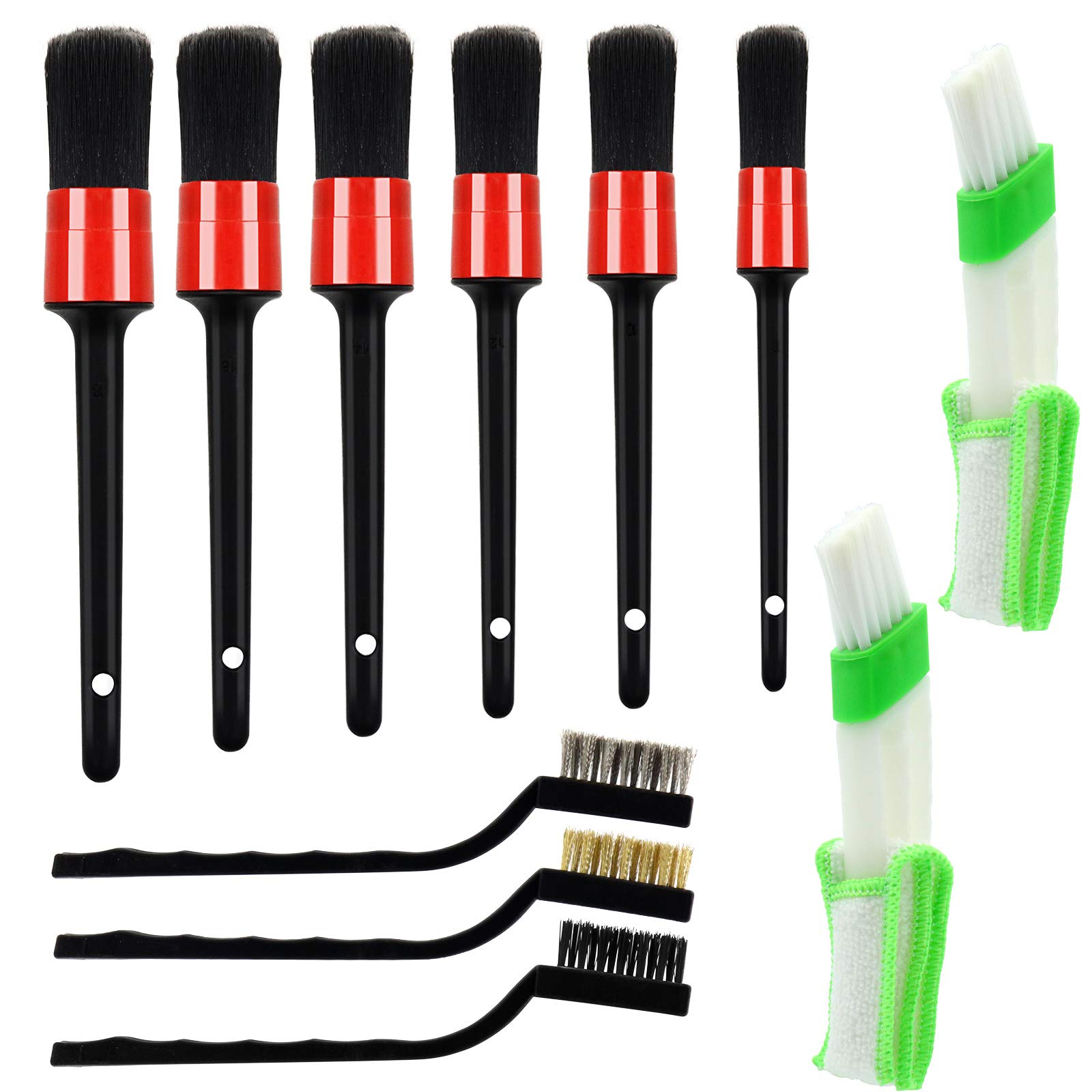 BEIJITA Auto Car Detailing Brush Set 11 PCS Detailing Brushes Set Car Cleaning Brush Kit,Car Interior Cleaning Kit Washing Tools for Cleaning Wheels, Tire,Exterior, Leather, Air Vent Detailing Kit
