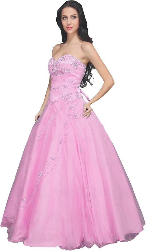Faironly Strapless Light Pink Formal Prom Dress Am25 (XS) Clothing