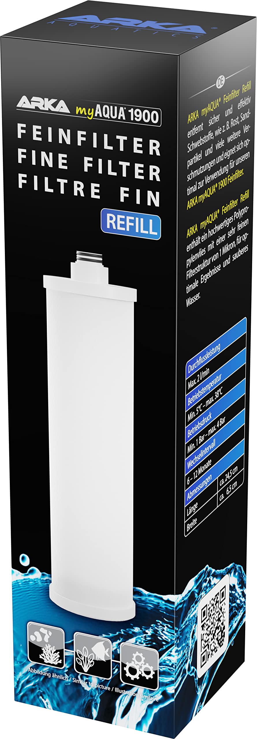 ARKA - myAqua1900 Fine Filter Refill, Filters Dirt Particles and Impurities Such as Rust Sand from The Water, FFRMD, Multi-Coloured