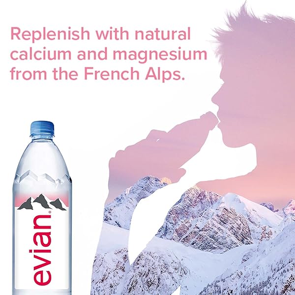 EVIAN NATURAL SPRING WATER, 1 L BOTTLES, 6 PACK