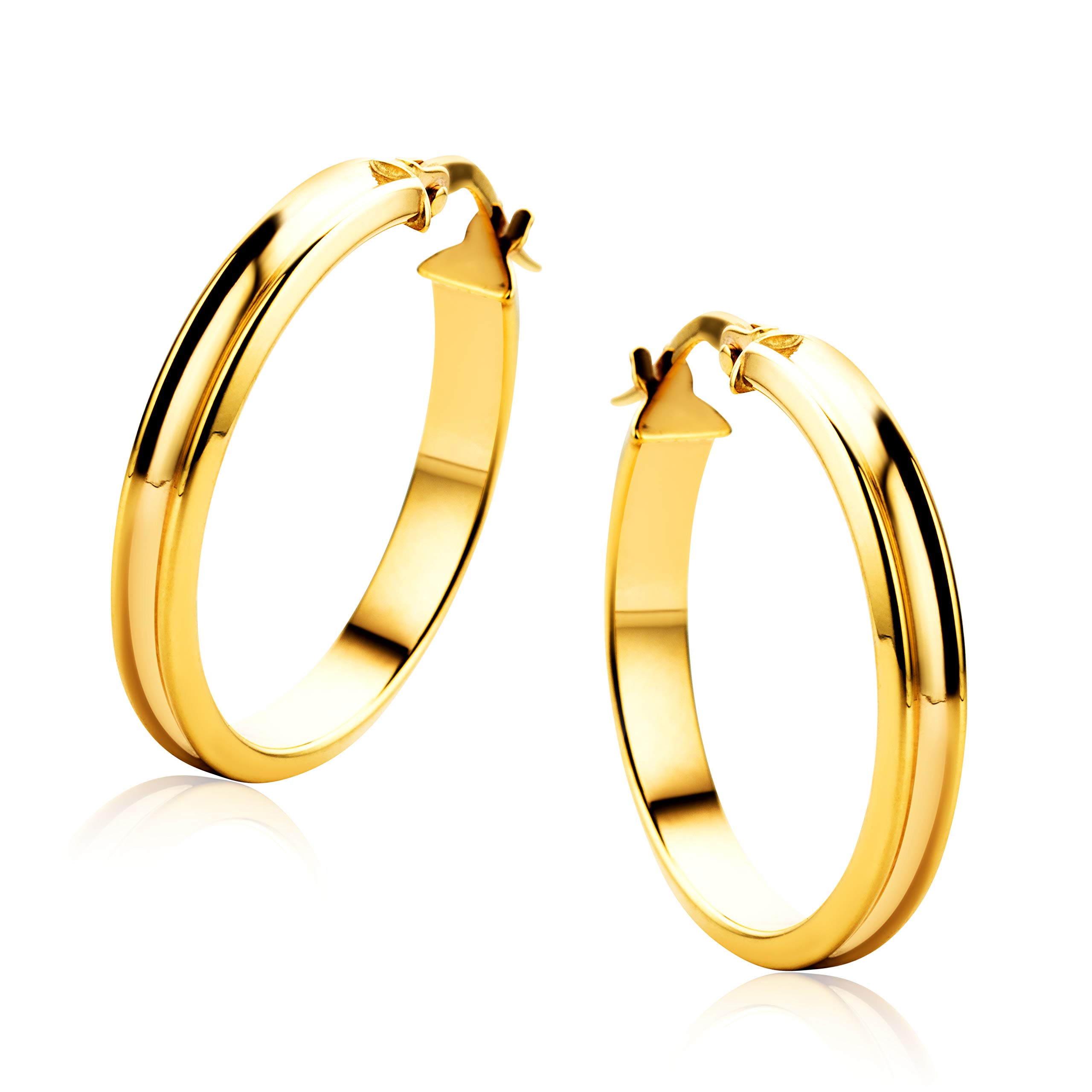 Orovi Yellow Gold Earrings for Women in 9 Carat Gold, Hypoallergenic Earrings - handmade hoops with jewellery box - Made in Italy