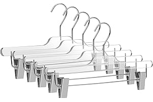 Quality Acrylic Clear Skirt Slack Hangers, Made of Clear Acrylic for a Luxurious Look and Feel with Swivel Hook and Clips - 5