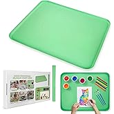 Extra Large Silicone Painting Mat for Crafts, 24”x 19” Waterproof Art Mat for Kids with Raised Sides, Crafts Mat for Paint, Clay Playdough, & Jewelry-Making, Green