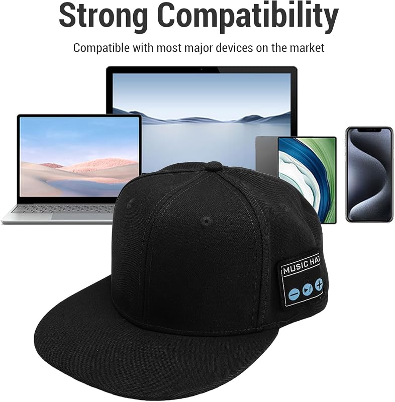 Bluetooth Music Cap, Sombrero de Altavoz Inalámbrico con 6h Tiempo de Juego y Diseño Lavable para Correr Al Aire Libre (Black)