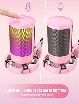 FIFINE USB Gaming Microphone A6V Pink with RGB Tap-to-Mute Pop Filter view 2