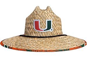 FOCO NCAA Mens NCAA College Team Logo Floral Lifeguard Beach Straw Sun Hat