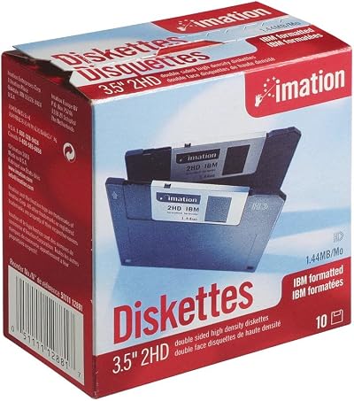 Imation 3.5" DS-HD Floppy Disks IBM Formatted Black 10 Pack 1.44MB