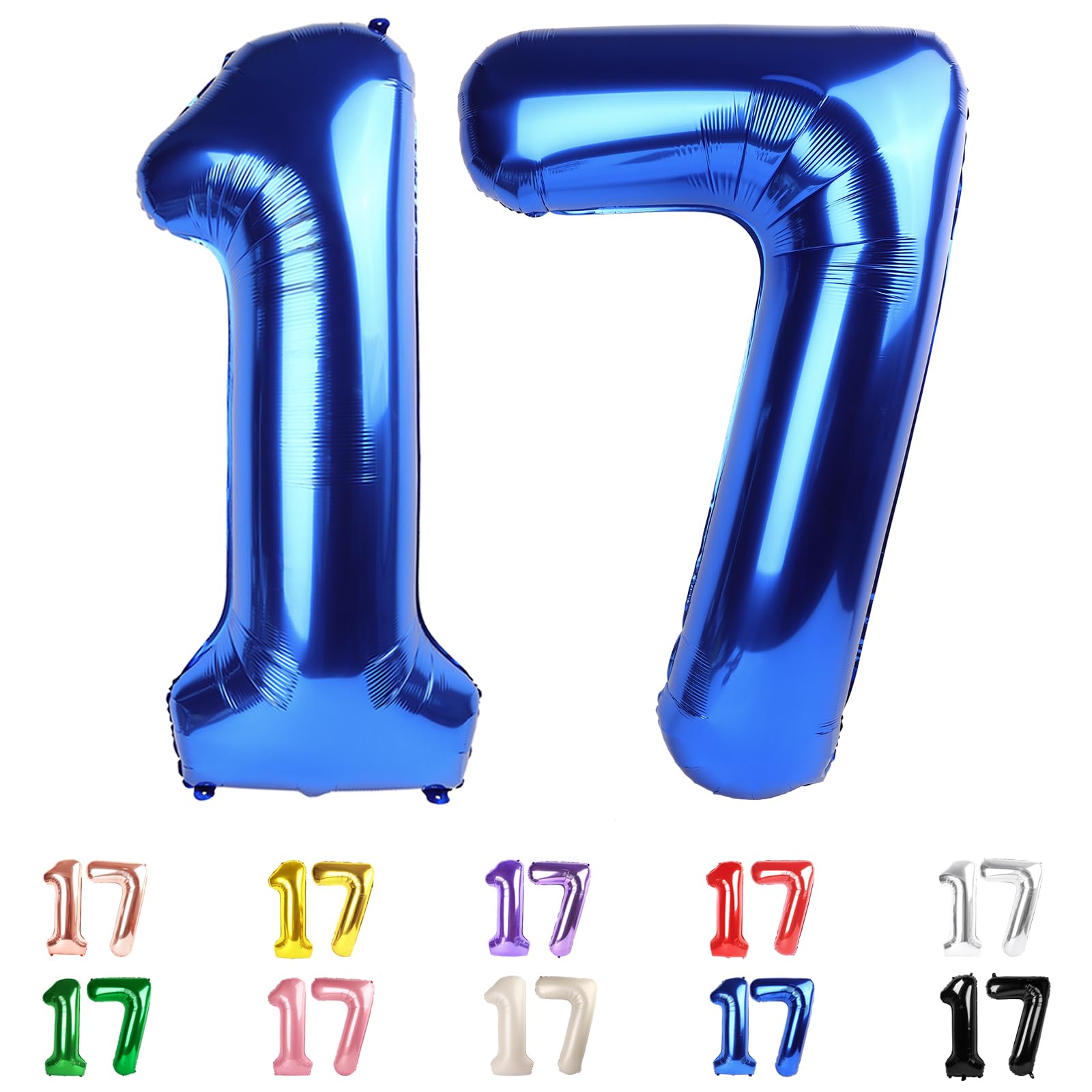 Photo 1 of 17 Balloon Numbers 40 In, 17th Birthday Decorations for Boys Girls, Dark Blue Happy 71st Birthday Party Decorations Big Balloons for Wedding, Celebration Party, Graduations