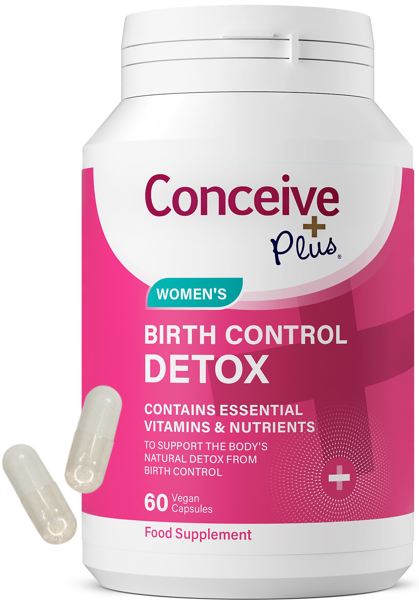 Conceive Plus Birth Control Detox - Prepare for Conception, Antioxidents, Folic Acid, Aswaganda - Prenatal Vitamins for Women Trying for a Baby, 30-Day Programme, 60 Capsules
