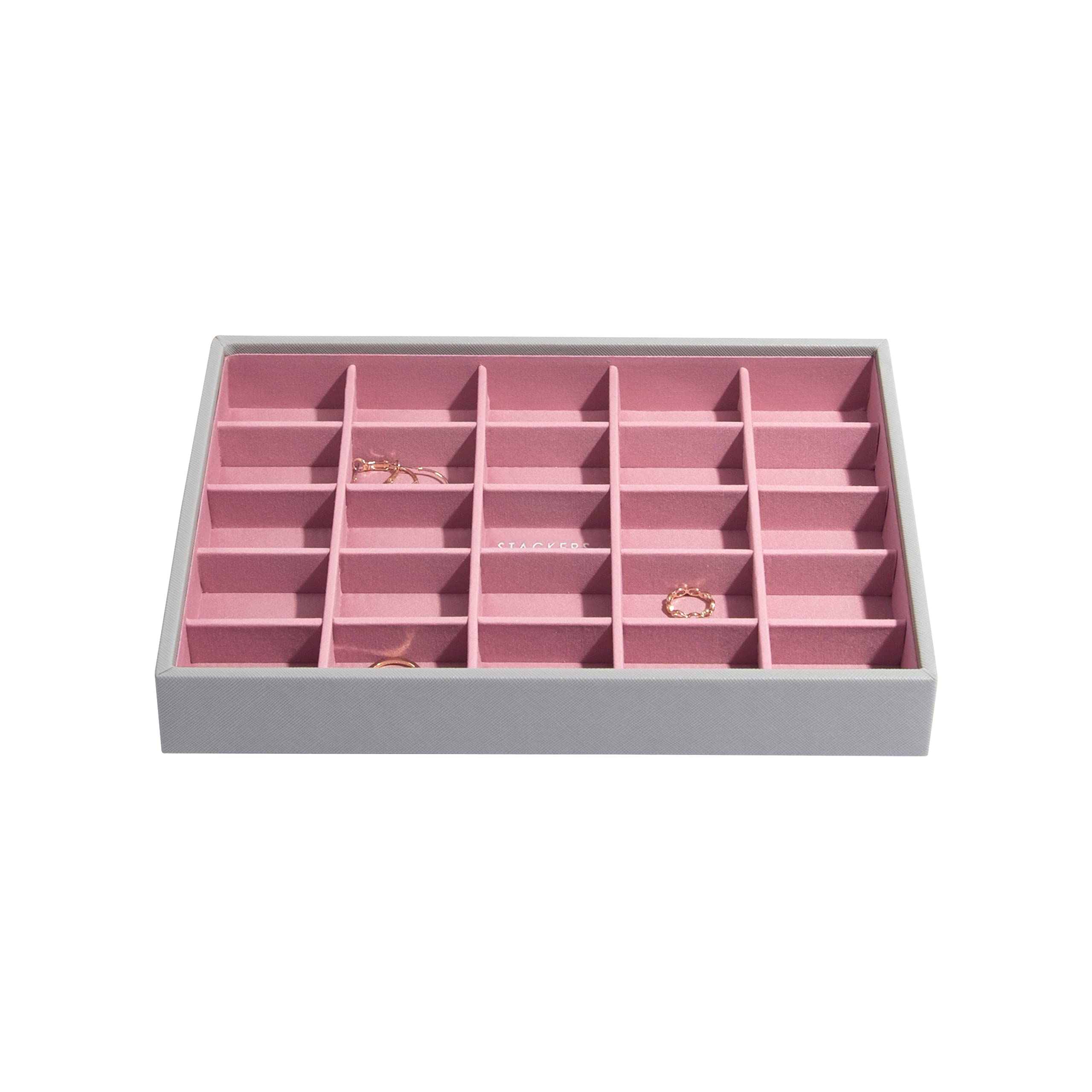 Stackers Dove Grey & Rose Classic Medium Jewellery Box Trinkets Layer